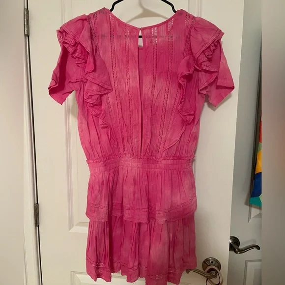 LoveShackFancy Natasha Heritage Mini Dress in Watermelon Ice Sz. M - Picture 6 of 9